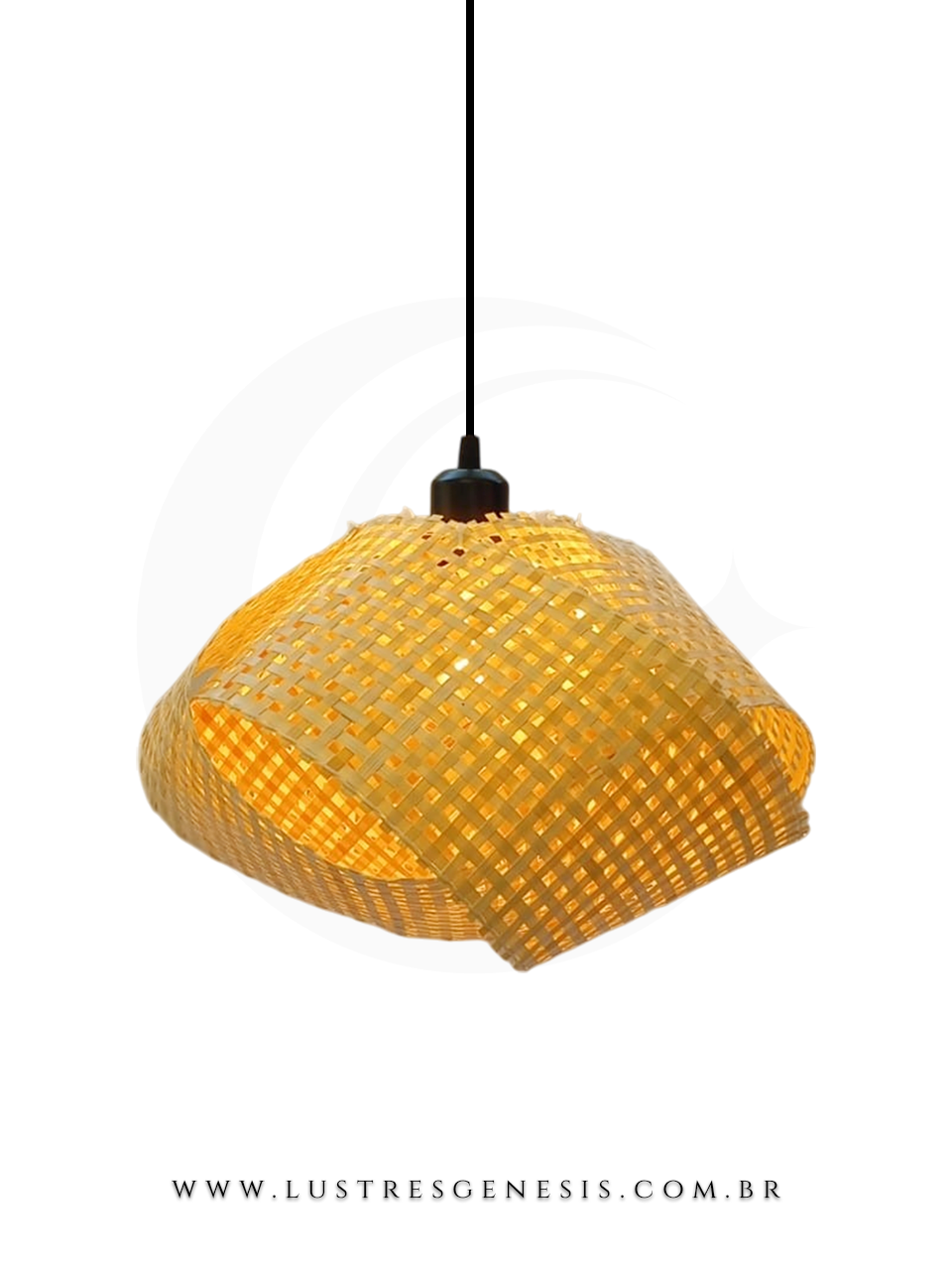 Pendente rústico de vime trançado, ideal para mesas, balcão de cozinha, área gourmet e sítio.
